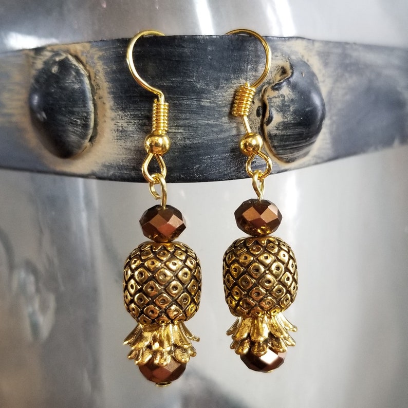 Silver and Gold Upside Down Pineapple Earrings