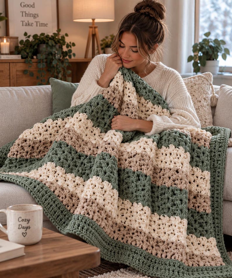 Crochet Blanket Pattern PDF | Easy Textured Blanket | Cozy Throw