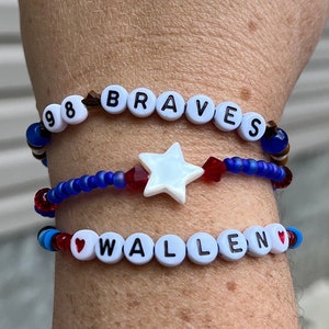 Atlanta Braves - Morgan Wallen - 98 Braves - handbeaded friendship bracelets stack