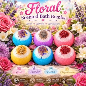 Floral Bliss Organic Bath Bomb Gift Set | Flower Scented Self-Care Gift