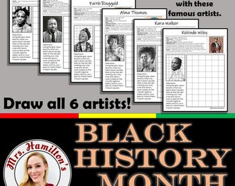 Black History Month Digital Gridded Portrait Activity and Coloring Pages