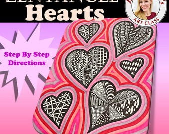 Zentangle Hearts Digital Art Lesson