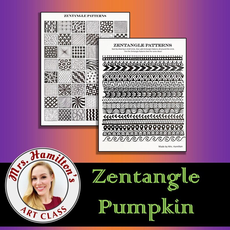 Zentangle Pumpkin Art Project - Template - Etsy