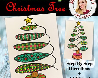 Abstract Zentangle Christmas Tree Digital Art Lesson