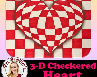 3D Checkered Heart Digital Art Lesson