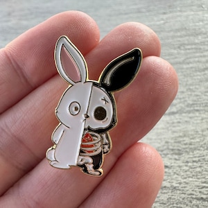 Bad Bunny Clothing Pin, Skeleton Bunny Pin, Dead Bunny Pin, Skeleton Rabbit, Zombie Rabbit Pin