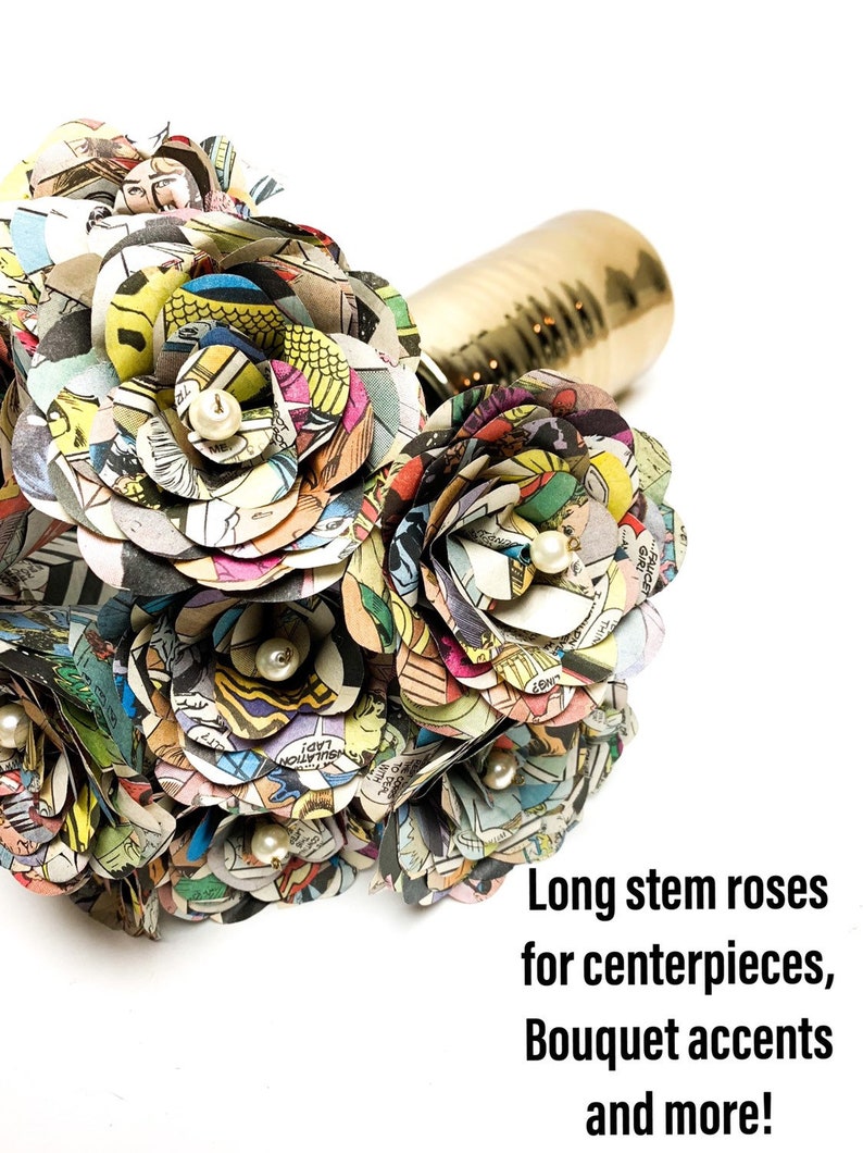 Comic Book Long Stem Paper Roses Long Stem Comic Book Roses Etsy