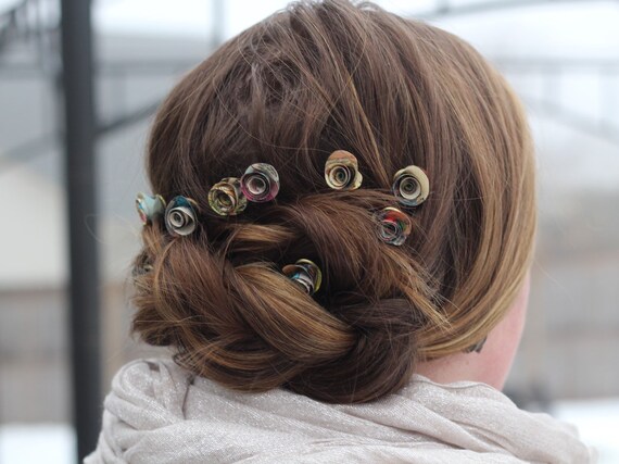Bridal Comic Book Flower Bobby Pins Flower Comic Book Hair Etsy