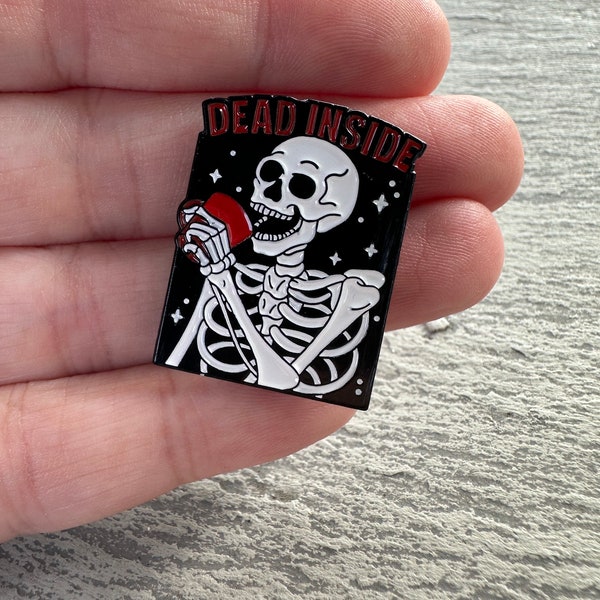 Dead Inside Skeleton Pin, Dead Inside Pin, Skeleton Pin, Black and White Pin, Punk Clothing Pin, Halloween Pin, Clothing Pin, Pin