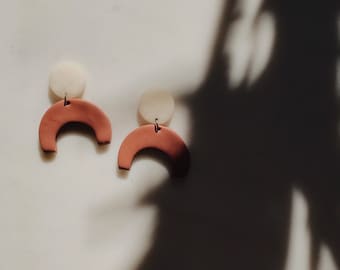 The Kelsie in Terra-cotta Minimalist Polymer Clay Statement Earrings