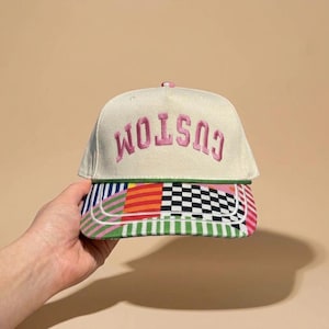 Gorra con texto al revés personalizado, gorra de camionero con patchwork bordado, regalo personalizado