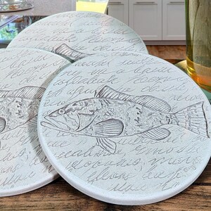 Grouper Absorbent Drink Coasters for beach house - set of 4