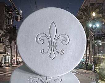 Fleur de Lis Absorbent Drink Coasters for Mardi Gras and Housewarming Gifts