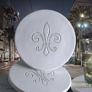 Posavasos absorbentes con diseño de flor de lis para regalos de carnaval y de inauguración de la casa