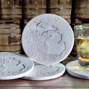 Michigan Absorbent Drink Coasters for Housewarming Gift or Farewell Gift - Made in USA