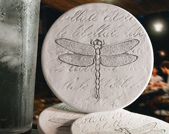 Dragonfly Absorbent Drink Coasters - Set of 4 - Made in USA