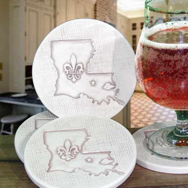 Louisiana Fleur de Lis Absorbent Drink Coasters - Set of 4