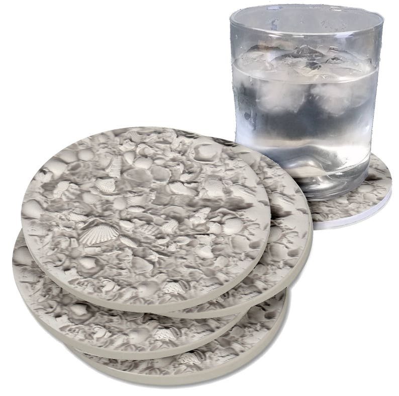Tiny Shells Drink Coasters Absorbent Set of 4 Beach Etsy