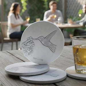 Hummingbird Absorbent Stone Drink Coasters for Housewarming Gift- Set of 4 - Handmade in USA image 1