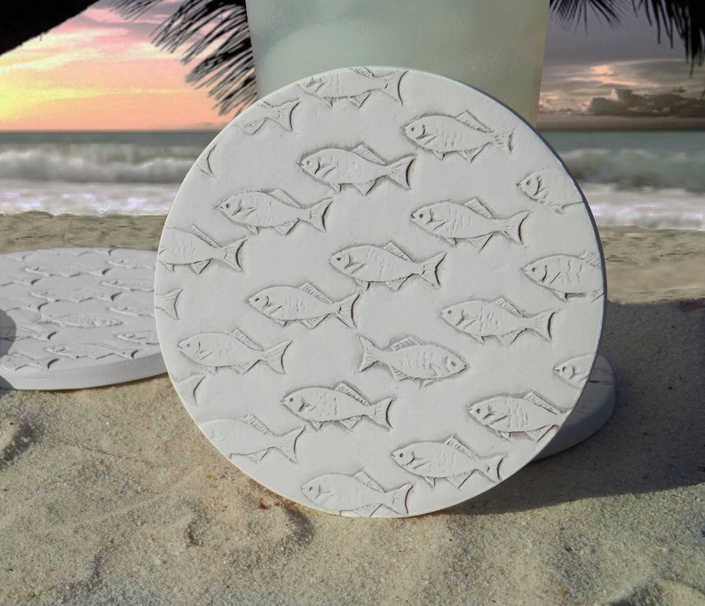 Fish School Absorbent Drink Coasters for Beach House or - Etsy