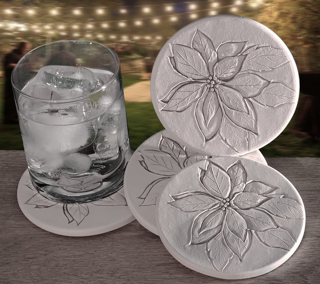 Poinsettia Absorbent Drink Coasters for Cabin Decor or House Warming ...