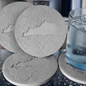 Kentucky Drink Coasters Set: Absorbent Stone, Farmhouse Decor, Made in USA