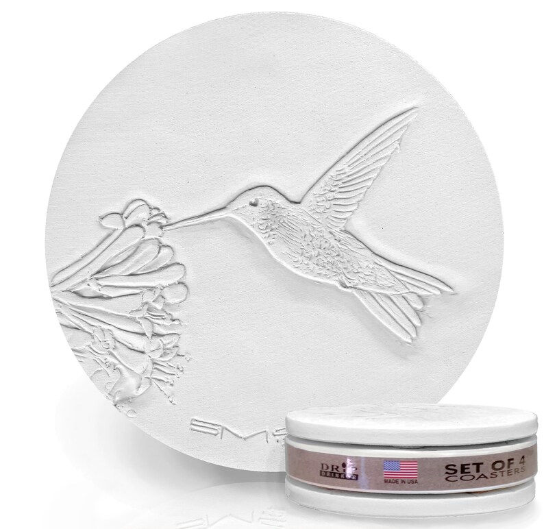 Hummingbird drink coasters that absorb moisture and never stick to your glass!
