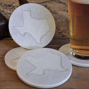 Texas Absorbent Drink Coasters for Housewarming Gift or Farewell Gift - Set of 4 - Made in USA