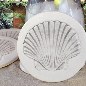 Scallop Shell Absorbent Drink Coasters for Beach House or Housewarming Gift