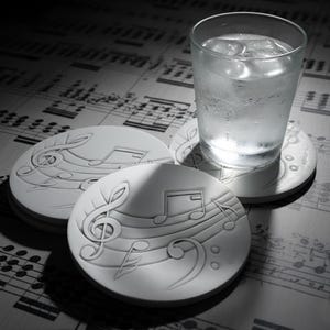 Set of 4 Music Absorbent Drink Coasters, Handmade in USA