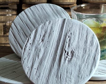Barn Wood Drink Coasters: Rustic Cabin Decor, Set of 4 - Made in USA