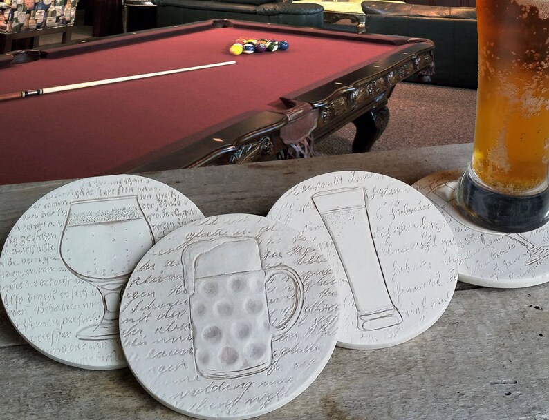 Craft Beer Drink Coasters Set of 4 Assorted Styles Absorbent Etsy