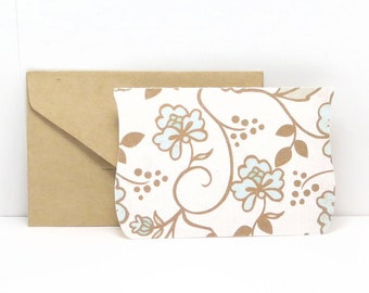 12 Mini Note Cards with Kraft Envelopes 2.5x3.75 inches