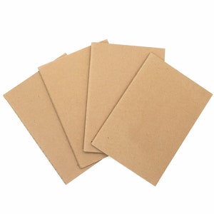 4 Mini Kraft Notebooks, Small Brown Cardstock Notebook Journals, Field Notes, 3 1/2 x 5 Inches