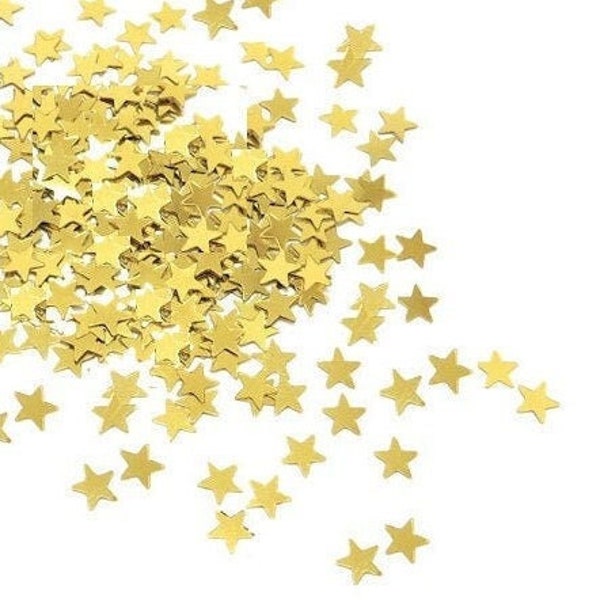 Little Gold Star Confetti. 6mm (.24 Inch) in Size.  Approximately 400-500 Pieces.