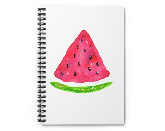 Cuaderno de acuarela de sandía: impresión de pintura original / diario de rayas en espiral