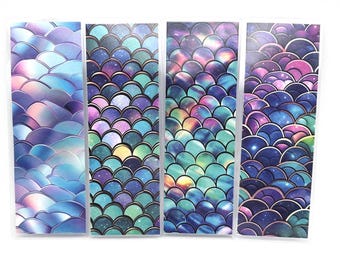 Marcadores de escamas de sirena, juego de 4, diseño de escamas de pez de colores