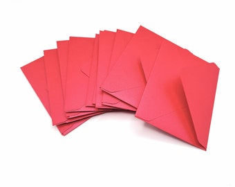 10 mini sobres rojos brillantes, sobres hechos a mano con tarjetas, 3 1/4 x 4 1/4 pulgadas