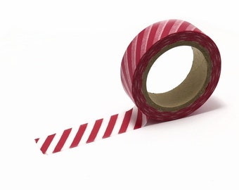 Washi Tape, Red and White Striped Washi Paper Tape