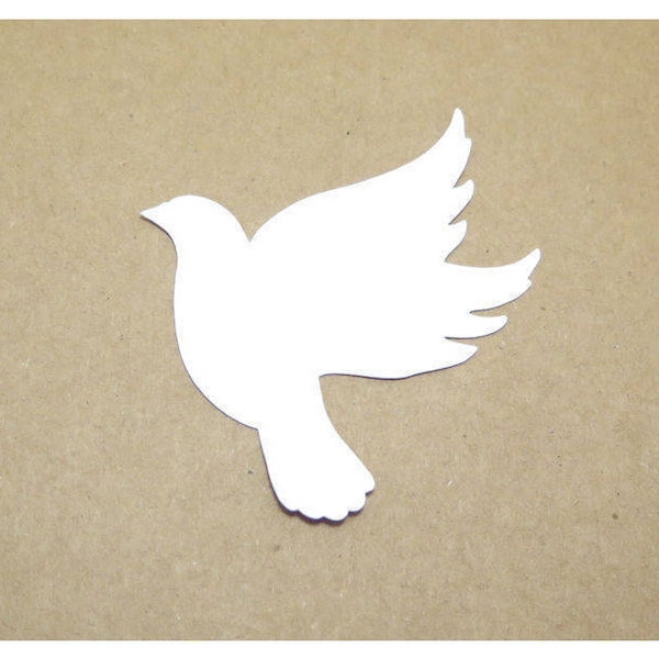 40 White Cardstock Paper Dove Birds 3x3 Inches