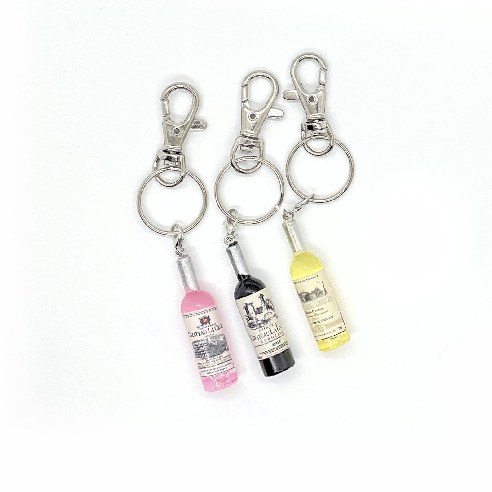 3 Keychains Faux Wine Bottle Keychains Mini Bottle Keychains Etsy