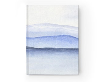 Hard Covered Notebook with Original Blue Mountain Watercolor Painting