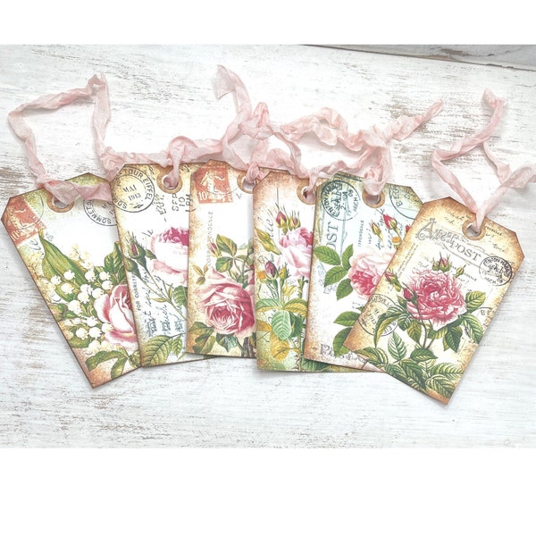 Pink Roses With Tag Vintage Rose Tags - Etsy