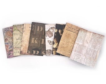 Set of 8 Mini Vintage Style Soft Covered Notebook Journals, Unlined Pages with Bookmarks, 3x4 Inches