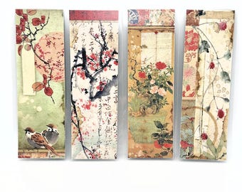 Marcapáginas laminados con diseño floral, juego de 4 de inspiración vintage