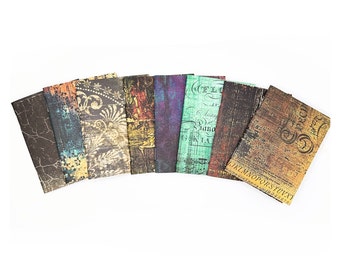 8 Soft Covered Grunge Pattern Mini Notebooks, Small Shabby Journal Set with Unlined Pages, 3x4 Inches