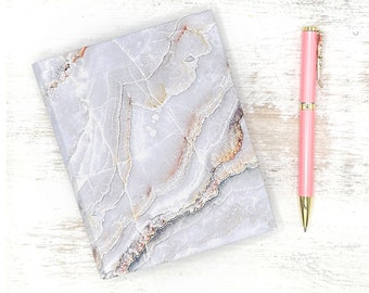 Handmade Hardcover Notebook with Marble Stone Design, 4.75x5.75 Inches, 160 Pages