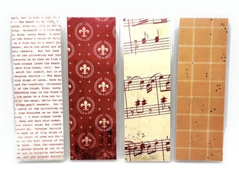 Marcadores laminados hechos a mano, con patrones desgastados y sucios, juego de 4