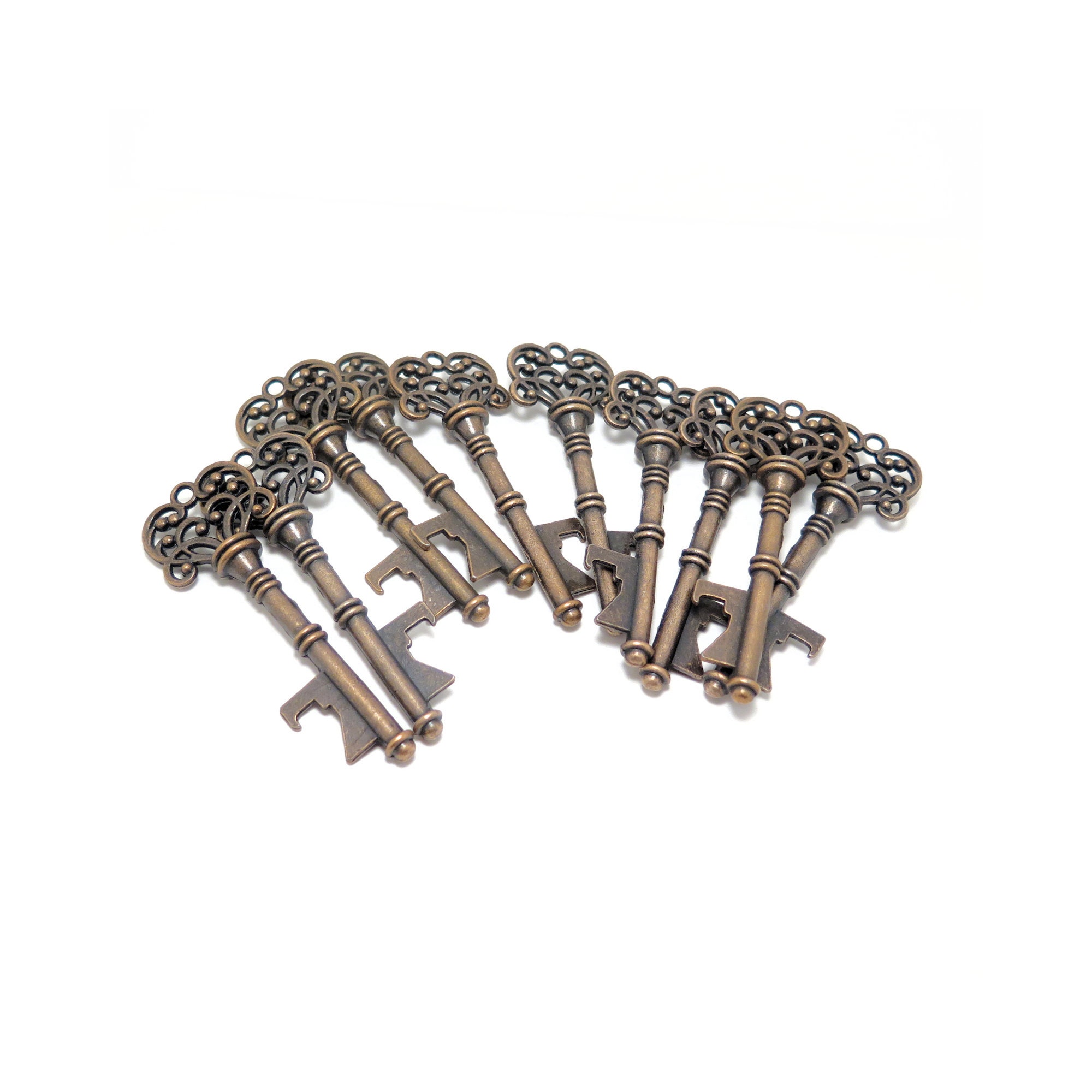 10 Rustic Keys made of Copper Colored Metal 3 inches Etsy