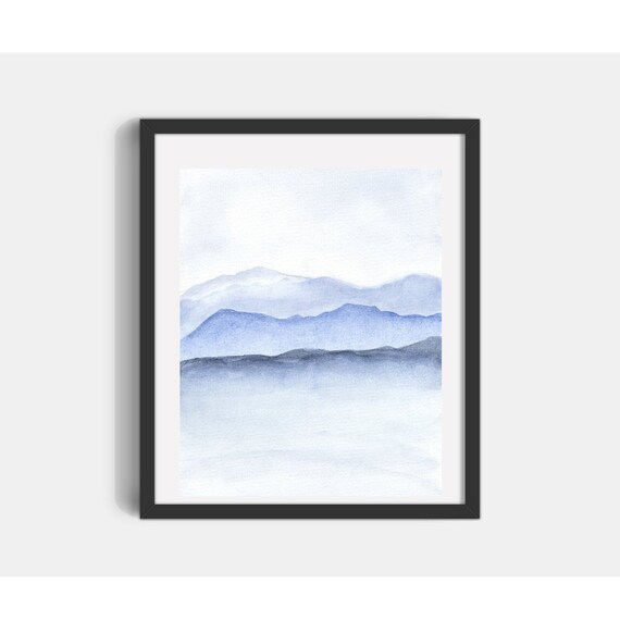 Art & Collectibles 50cm by 40cm Blue Mountains 2 Original Watercolour